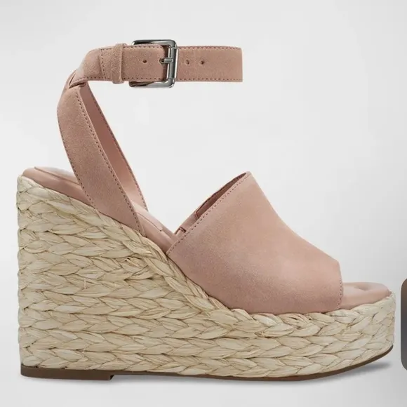 MARC FISHER LTD NELLY ANKLE STRAP SUEDE WOMENS  ESPADRILLE WEDGES **NWT**