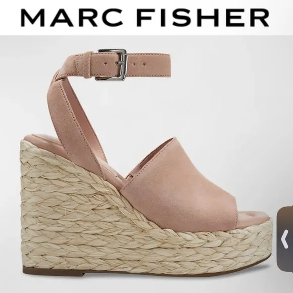MARC FISHER LTD NELLY ANKLE STRAP SUEDE WOMENS  ESPADRILLE WEDGES **NWT**