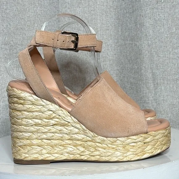 MARC FISHER LTD NELLY ANKLE STRAP SUEDE WOMENS  ESPADRILLE WEDGES **NWT**