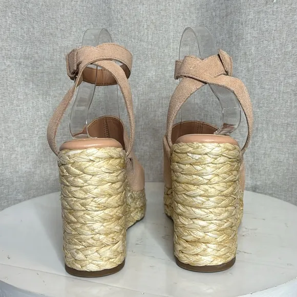 MARC FISHER LTD NELLY ANKLE STRAP SUEDE WOMENS  ESPADRILLE WEDGES **NWT**