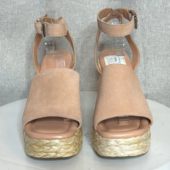 MARC FISHER LTD NELLY ANKLE STRAP SUEDE WOMENS  ESPADRILLE WEDGES **NWT**