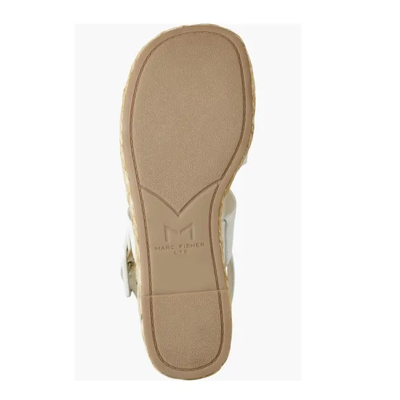Marc Fisher LTD Patryce Platform Wedge Sandals Ivory &amp; Tan Women’s Size 10