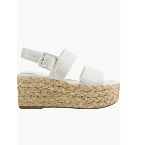 Marc Fisher LTD Patryce Platform Wedge Sandals Ivory &amp; Tan Women’s Size 10