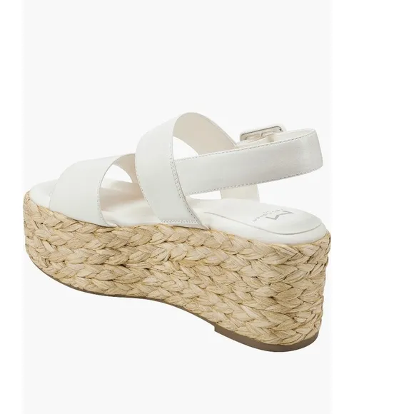 Marc Fisher LTD Patryce Platform Wedge Sandals Ivory &amp; Tan Women’s Size 10