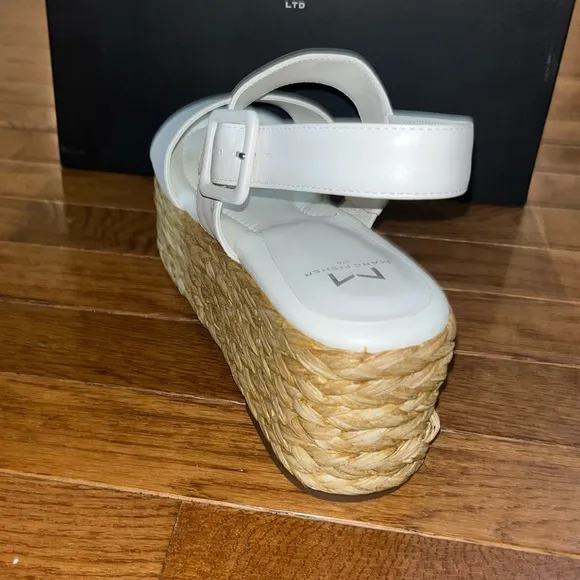 Marc Fisher LTD Patryce Platform Wedge Sandals Ivory &amp; Tan Women’s Size 10
