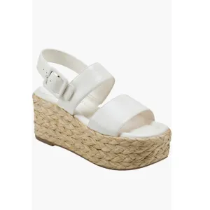 Marc Fisher LTD Patryce Platform Wedge Sandals Ivory &amp; Tan Women’s Size 10