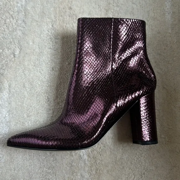 Marc Fisher Metallic Purple Ulani Pointed Toe Heeled Boots