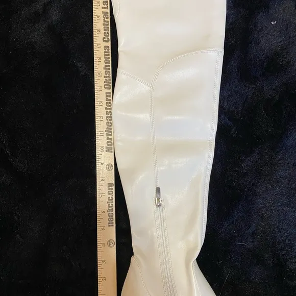 Marc Fisher Meyana Slouch Heeled Over the Knee Boots, Ivory, Size 9, EUC,
