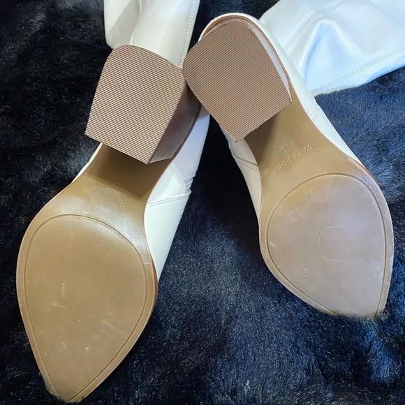 Marc Fisher Meyana Slouch Heeled Over the Knee Boots, Ivory, Size 9, EUC,