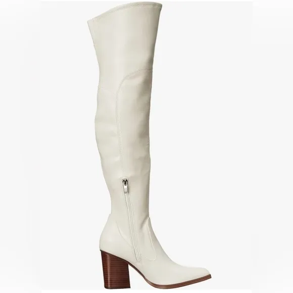 Marc Fisher Meyana Slouch Heeled Over the Knee Boots, Ivory, Size 9, EUC,