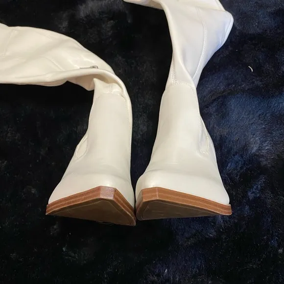 Marc Fisher Meyana Slouch Heeled Over the Knee Boots, Ivory, Size 9, EUC,