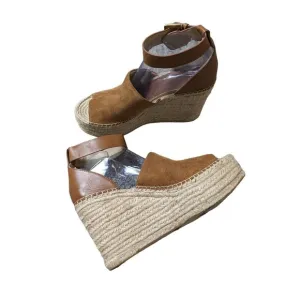Marc Fisher NWOB Wedges Sandal Suede Leather sz10 Adalyn‎ Espadrille