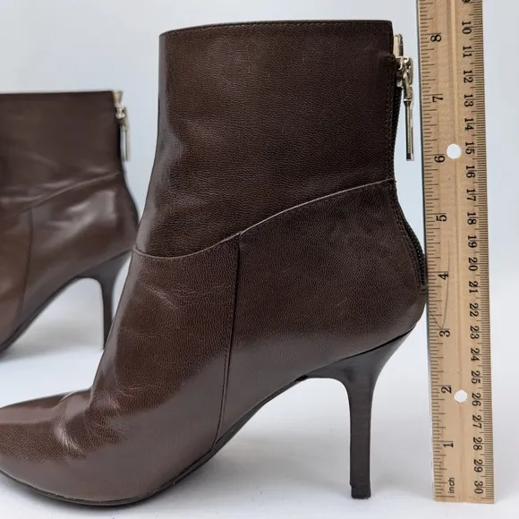 Marc Fisher Suggar Stiletto Heel Leather Boots Pointy Toe Back Zip Victorian 6.5