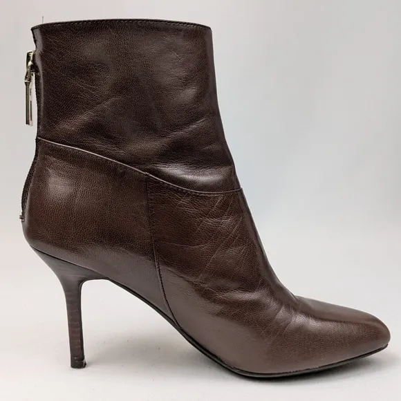 Marc Fisher Suggar Stiletto Heel Leather Boots Pointy Toe Back Zip Victorian 6.5