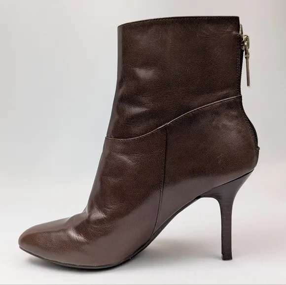 Marc Fisher Suggar Stiletto Heel Leather Boots Pointy Toe Back Zip Victorian 6.5