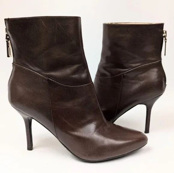 Marc Fisher Suggar Stiletto Heel Leather Boots Pointy Toe Back Zip Victorian 6.5