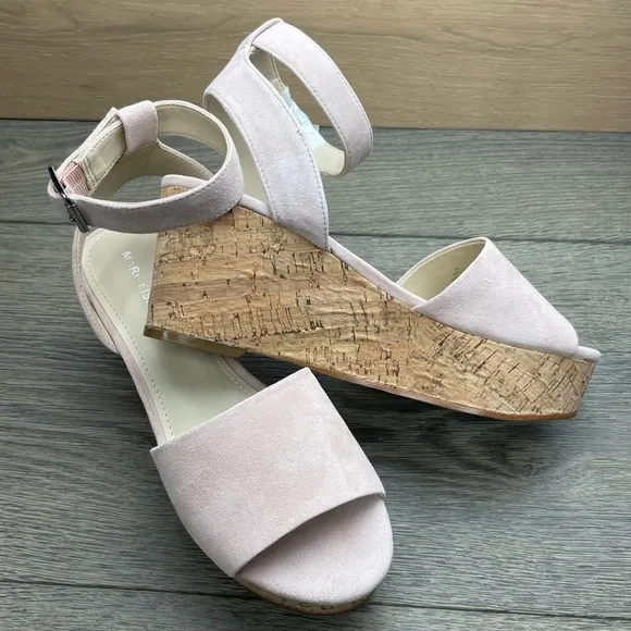 Marc Fisher Womens Rillia Suede Open Toe Casual Platform Pink Sandals - Size 8