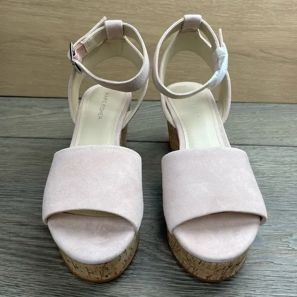 Marc Fisher Womens Rillia Suede Open Toe Casual Platform Pink Sandals - Size 8