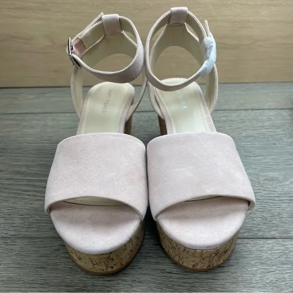Marc Fisher Womens Rillia Suede Open Toe Casual Platform Pink Sandals - Size 8