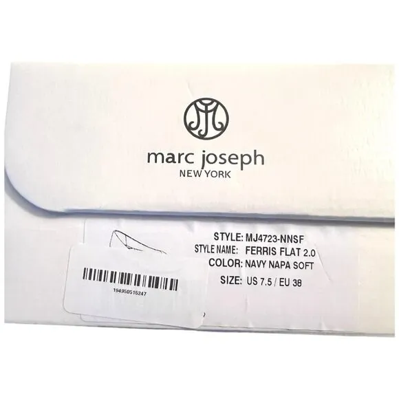 Marc joseph New York Womens Navy Blue Napa Leather Ballet Flats Sz 7.5 NIB