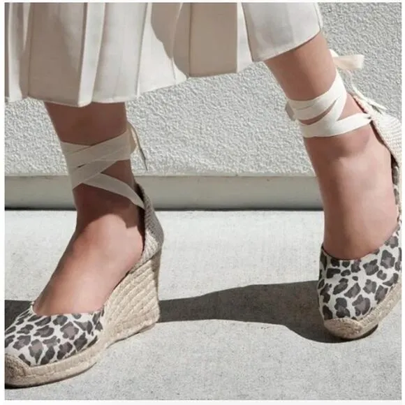 Margaux The Espadrille Leopard Animal Print Wedges Size 40/9.5