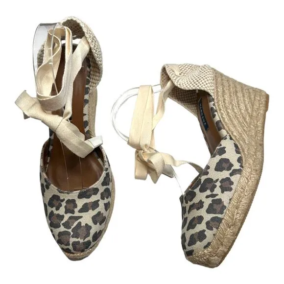 Margaux The Espadrille Leopard Animal Print Wedges Size 40/9.5