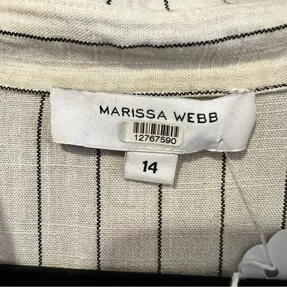 Marissa Webb Collective Tie Waist Linen Midi Dress women size 14 EUC RtR