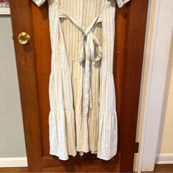 Marissa Webb Collective Tie Waist Linen Midi Dress women size 14 EUC RtR
