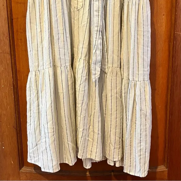 Marissa Webb Collective Tie Waist Linen Midi Dress women size 14 EUC RtR
