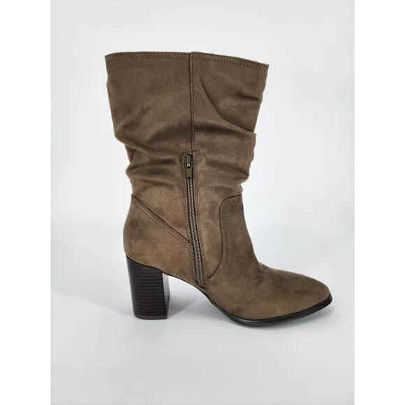 Market &amp; Spruce Green Slouchy Heeled Boots Women's Size 8