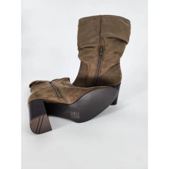 Market &amp; Spruce Green Slouchy Heeled Boots Women's Size 8