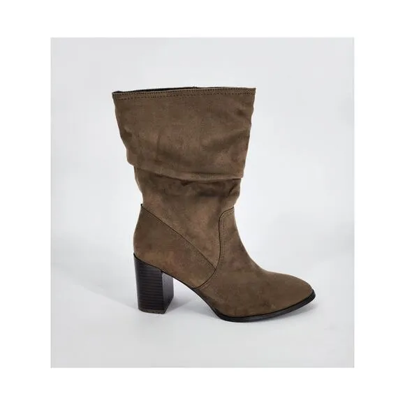 Market &amp; Spruce Green Slouchy Heeled Boots Women's Size 8