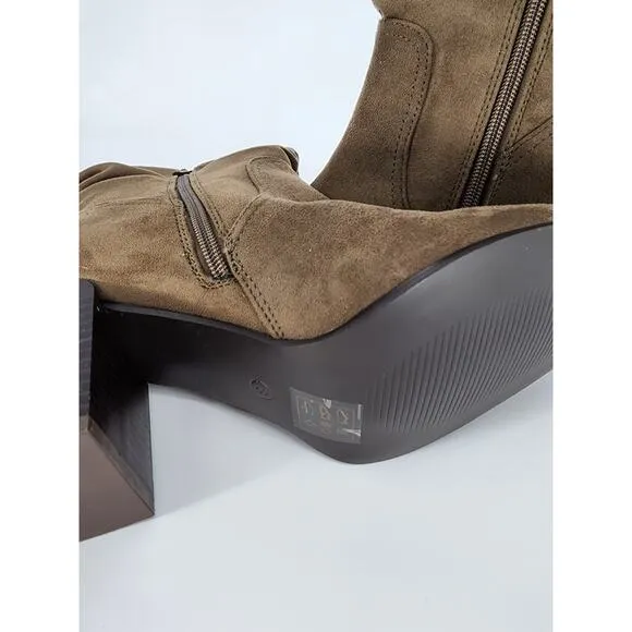 Market &amp; Spruce Green Slouchy Heeled Boots Women's Size 8