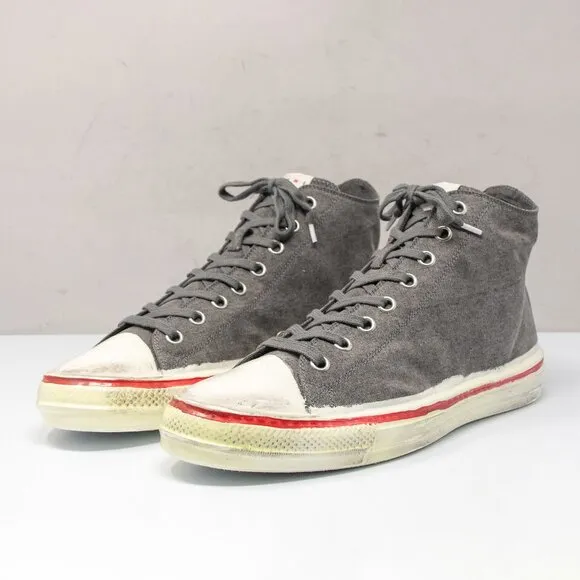 MARNI Olona Distressed Grey Canvas High-top Sneakers Men's 12 M