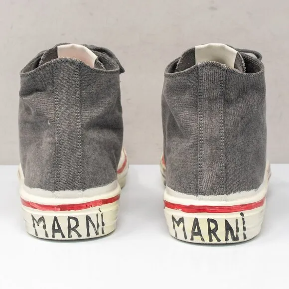 MARNI Olona Distressed Grey Canvas High-top Sneakers Men's 12 M