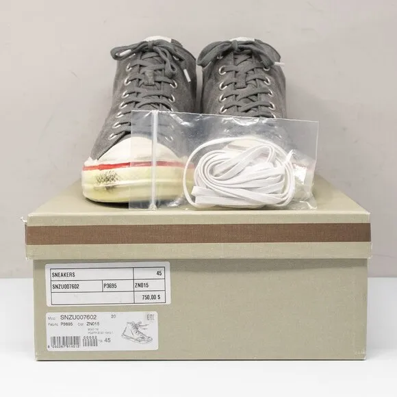 MARNI Olona Distressed Grey Canvas High-top Sneakers Men's 12 M