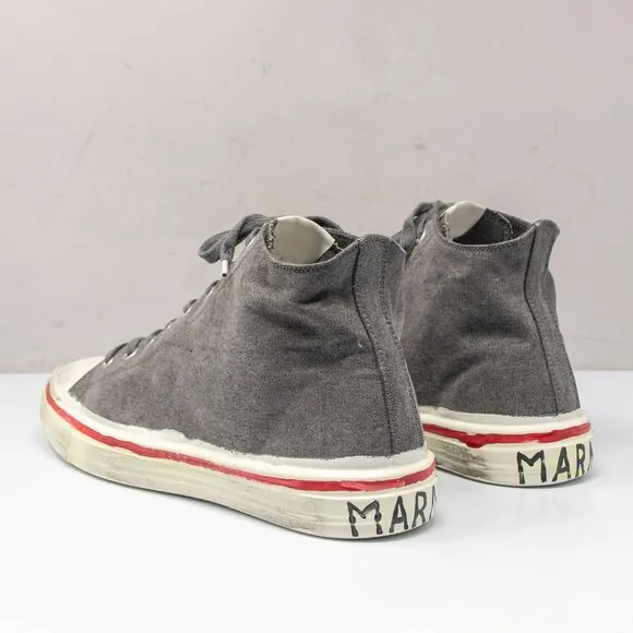 MARNI Olona Distressed Grey Canvas High-top Sneakers Men's 12 M