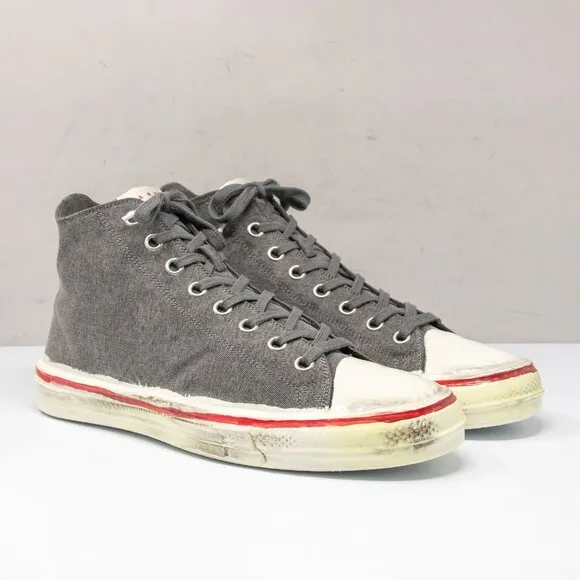MARNI Olona Distressed Grey Canvas High-top Sneakers Men's 12 M