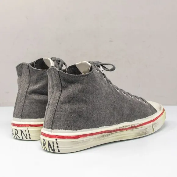 MARNI Olona Distressed Grey Canvas High-top Sneakers Men's 12 M