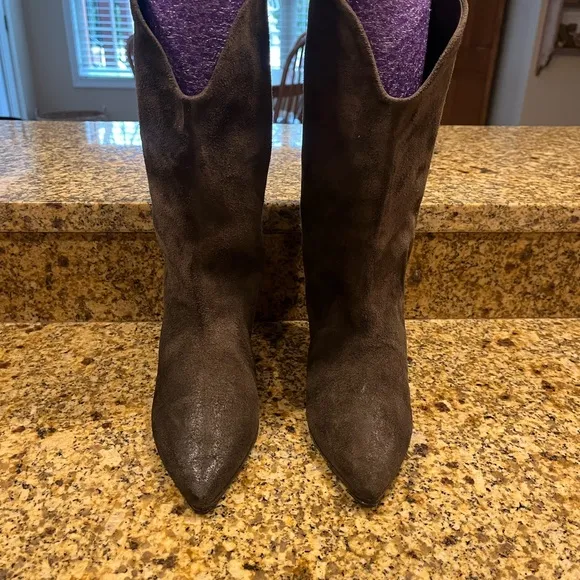 Marsell Brown Suede Cowboy Western Style Boots 37.5 US 7.5 Low Block Heels