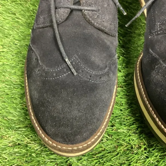 Massimo Dutti Blue Suede Leather Oxford Shoes 40
