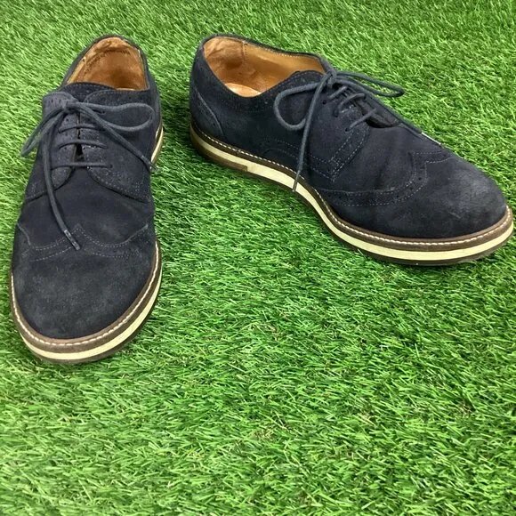 Massimo Dutti Blue Suede Leather Oxford Shoes 40