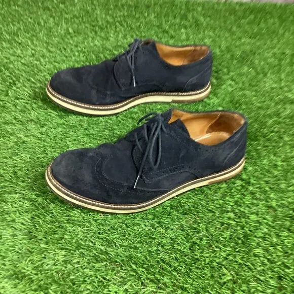 Massimo Dutti Blue Suede Leather Oxford Shoes 40