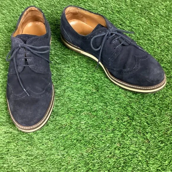Massimo Dutti Blue Suede Leather Oxford Shoes 40