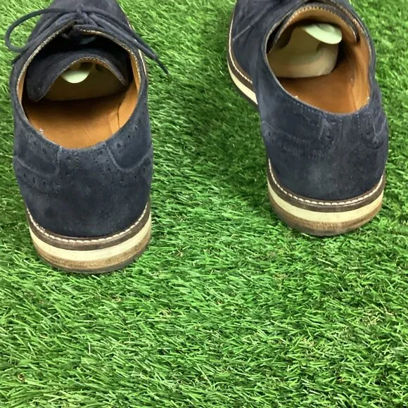 Massimo Dutti Blue Suede Leather Oxford Shoes 40