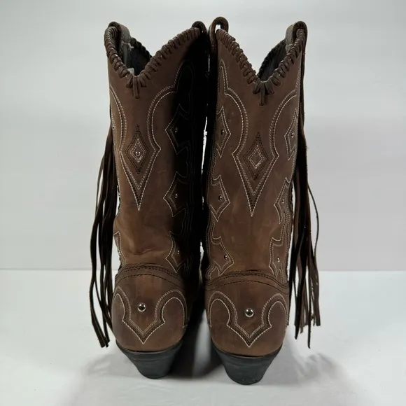 Masterson Boot Co Rockin Country Brown Leather Fringe Cowboy Boots Women’s 10M