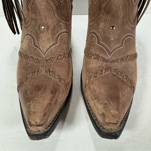 Masterson Boot Co Rockin Country Brown Leather Fringe Cowboy Boots Women’s 10M