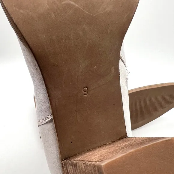 MATISSE Dawn Western Boots Womens 9 White Leather Woven Cowboy Stacked Heel NEW