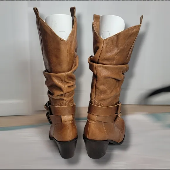 Matisse Willee Block High Heeled Knee Length Scrunch Leather Western Boots 9.5 M
