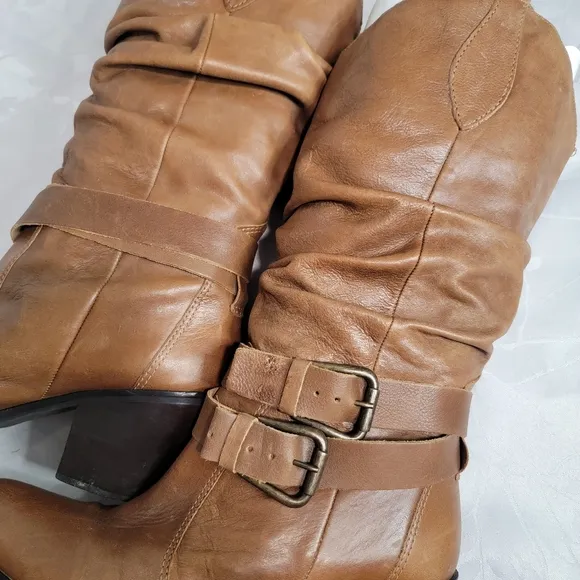 Matisse Willee Block High Heeled Knee Length Scrunch Leather Western Boots 9.5 M